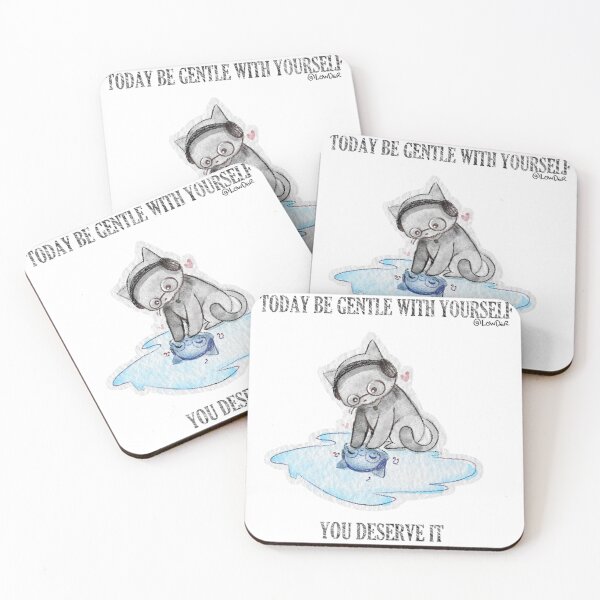 Item preview, Watercolor Cat with Inspirational Quote – Be Gentle With Yourself designed and sold by lowder.