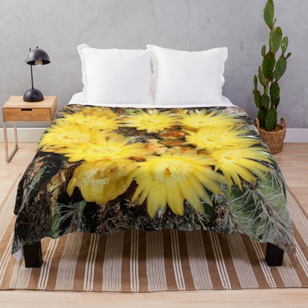 Item preview, Dazzling Yellow Barrel Cactus Flowers designed and sold by simonjayphotos.