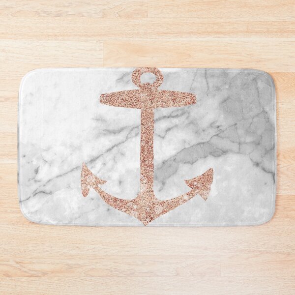 Item preview, 1980s preppy coastal chic white marble rose gold  nautical anchor designed and sold by LEILA ART SPACE.