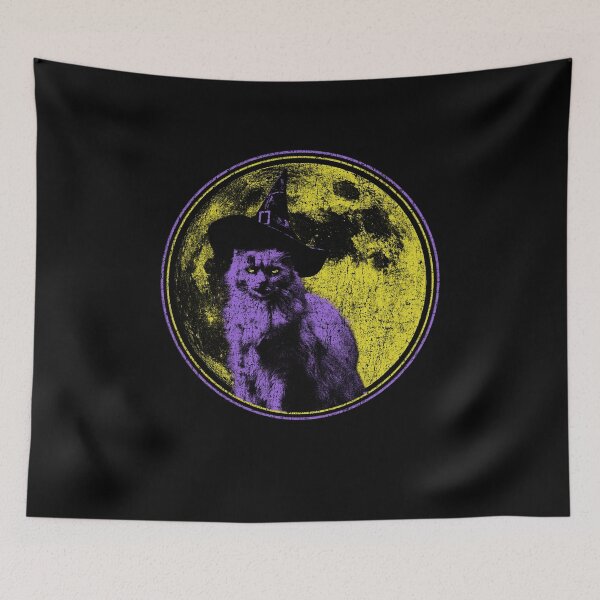 Item preview, Moonlight Spell – Witch Cat with Yellow Moon designed and sold by jagatdsgn.
