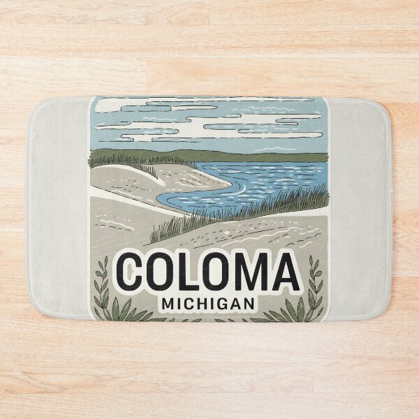 Item preview, Coloma Michigan Vintage Woodcut Style Dune Art designed and sold by TheOldMittenIllustrated.
