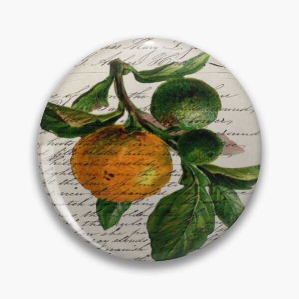 Item preview, scripts Shabby French botanical print mandarin orange designed and sold by LEILA ART SPACE.