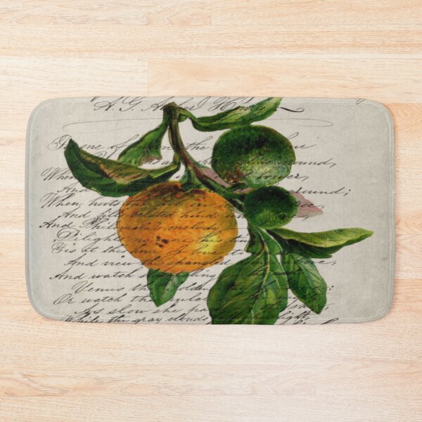 Item preview, scripts Shabby French botanical print mandarin orange designed and sold by LEILA ART SPACE.