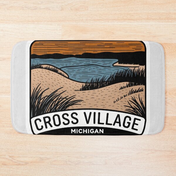 Item preview, Cross Village Michigan Vintage Woodcut Style Dune Art designed and sold by TheOldMittenIllustrated.