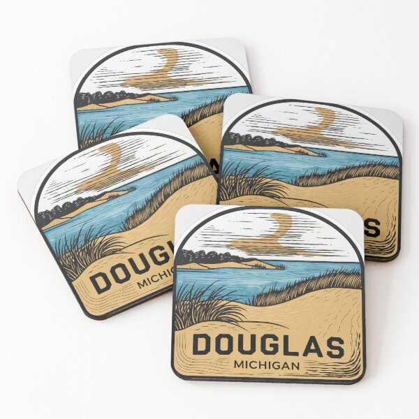 Item preview, Douglas Michigan Vintage Woodcut Style Dune Art designed and sold by TheOldMittenIllustrated.