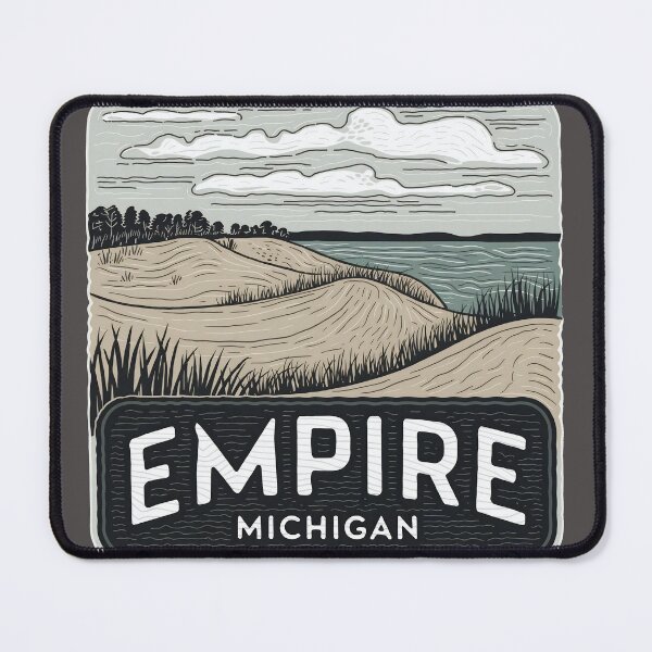 Item preview, Empire Michigan Vintage Woodcut Style Dune Art designed and sold by TheOldMittenIllustrated.