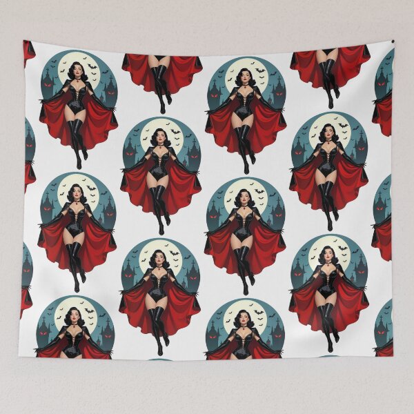 Item preview, Vampire Pinup Girl – Vintage 1940s Petty Style Halloween Art designed and sold by Lightning-Lace.