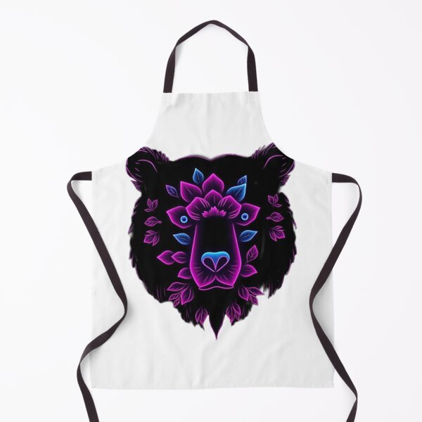Item preview, Line Art Bear Face with Pink and Blue Flowers – Minimalist Animal Lover Design designed and sold by Naturalite19.
