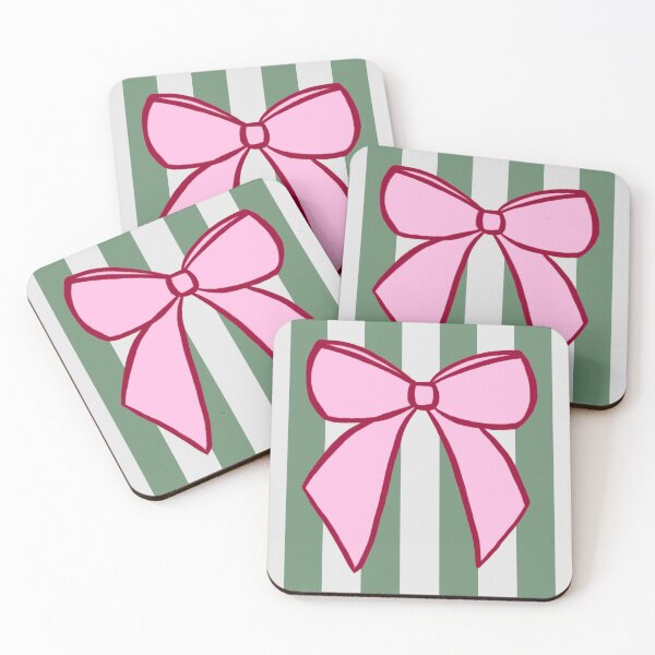 Item preview, Pink Bows and Green Stripes Pattern designed and sold by OneThreeSix.