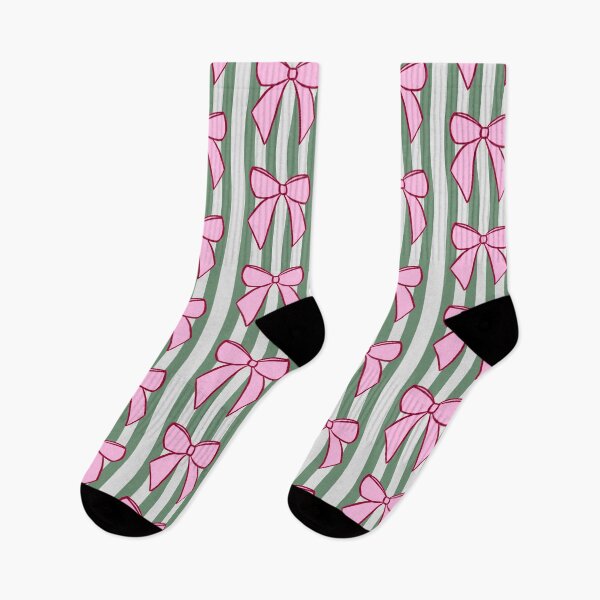 Item preview, Pink Bows and Green Stripes Pattern designed and sold by OneThreeSix.