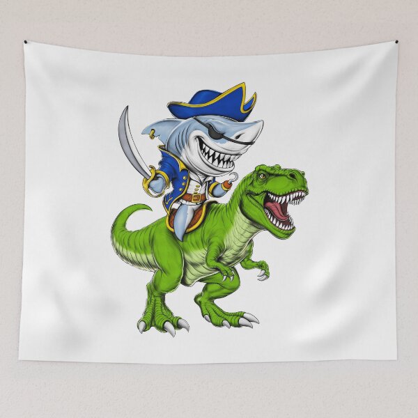 Item preview, Pirate Shark Riding T-Rex Dinosaur  designed and sold by underheaven.