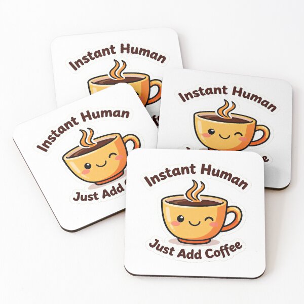 Item preview, Instant Human Just Add Coffee Funny Cute Coffee Sticker designed and sold by HKD-Design.