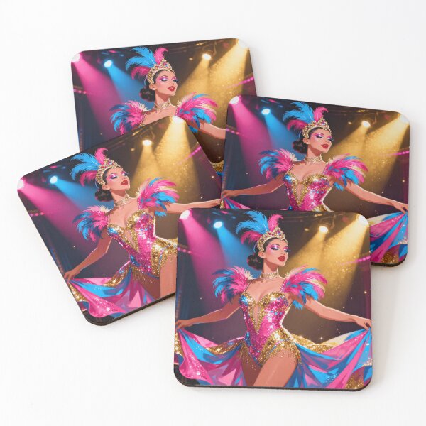 Item preview, Vibrant Showgirl Glam – Pink & Gold Sparkle Costume Stage Art designed and sold by zevorgue.