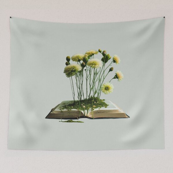 Item preview, Book Aesthetic Green Open Book With Flowers Growing From Book Girly designed and sold by MatthewViews.