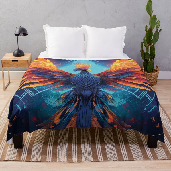 Item preview, Cosmic Blue Phoenix with Fiery Wings designed and sold by MDKey DESIGN.
