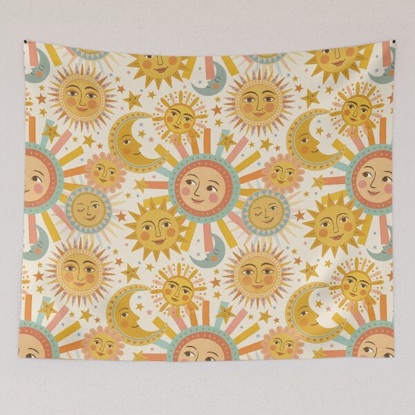Item preview, Celestial Sun & Moon Pattern – Vintage Cosmic Vibes designed and sold by HotFluff.