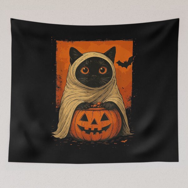 Item preview, Vintage Pumpkin Halloween and Black Cat designed and sold by BASKF.