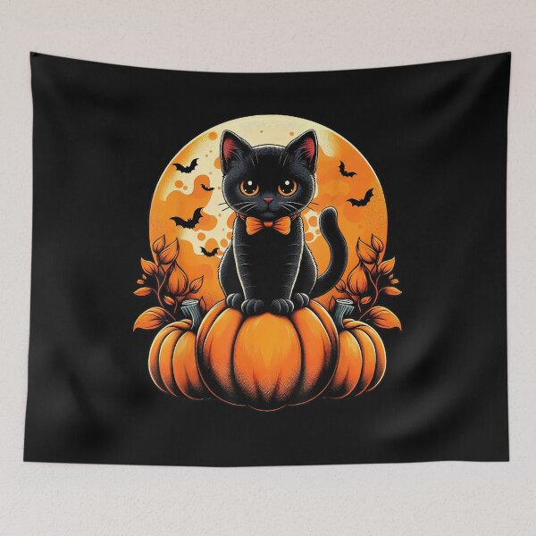 Item preview, Pumpkin Halloween and Cute Black Cat designed and sold by BASKF.