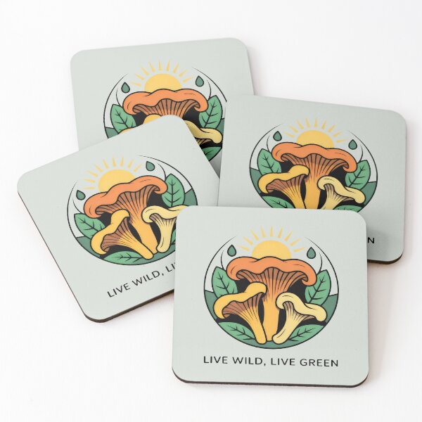 Item preview, Chanterelles with Bright Leaves and Eco Sun Emblem designed and sold by SplashTastic.