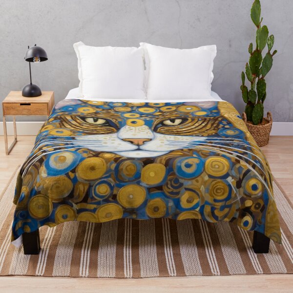 Item preview, Gustav Klimt Cat with Blue and Gold Spots designed and sold by Vicky Brago-Mitchell®.