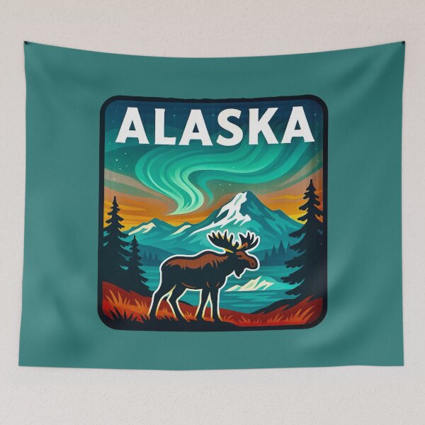 Item preview, Alaska Northern Lights & Moose designed and sold by Myra365Art.