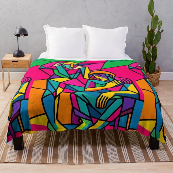 Item preview, A woman and a man in the form of regular triangles colored in harmonious colors with sharp black lines telling a story of a shared love between them designed and sold by jotcar.