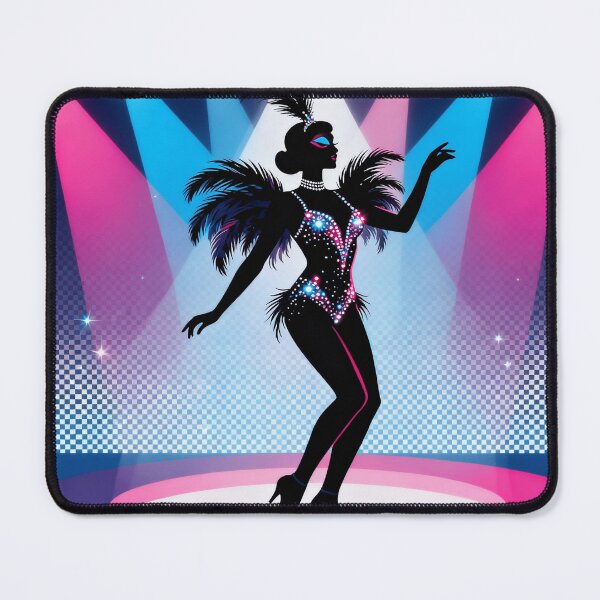 Item preview, Showgirl Silhouette Spotlight – Neon Stage Lights & Feather Costume Art designed and sold by zevorgue.