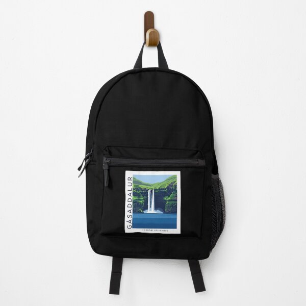Item preview, Múlafossur Waterfall at Gásadalur, Faroe Islands - Modern Travel Poster designed and sold by Digital Dreams Arts.