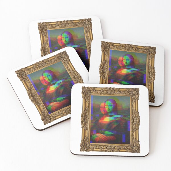 Item preview, Mona Lisa Glitch Art, Fancy Gold Frame Printed Border, pop art designed and sold by Post Haste Art.
