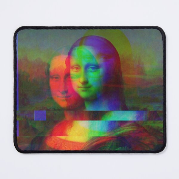 Item preview, Mona Lisa Glitch Art, Fancy Gold Frame Printed Border, pop art designed and sold by Post Haste Art.