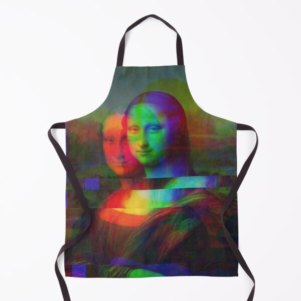Item preview, Mona Lisa Glitch Art, Fancy Gold Frame Printed Border, pop art designed and sold by Post Haste Art.