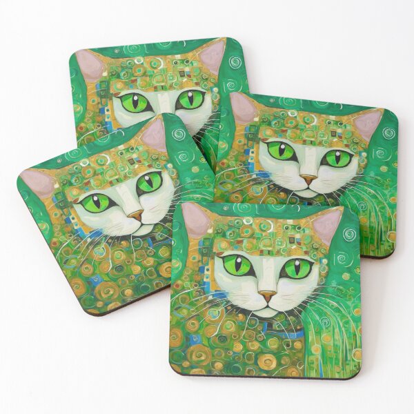 Item preview, Gustav Klimt Cat with Bright Green Eyes designed and sold by Vicky Brago-Mitchell®.