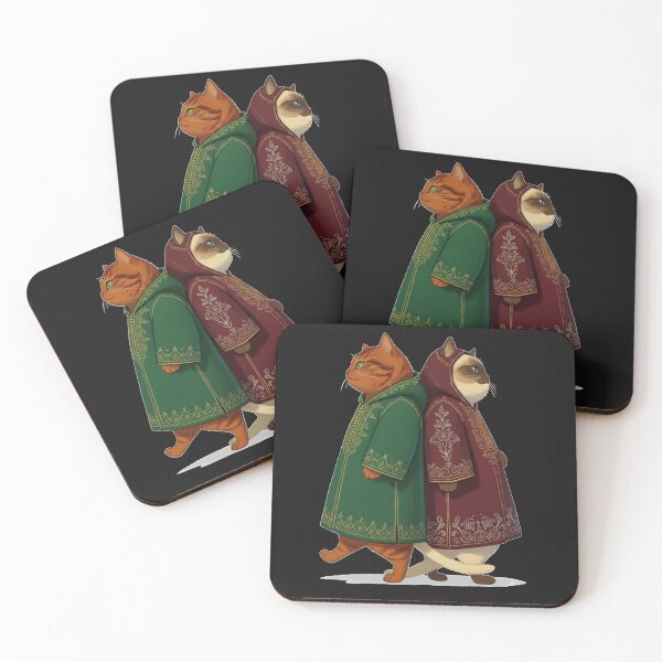Item preview, Moroccan Autumn Cat Duo in Hand-Embroidered Djellabas designed and sold by designwiss.