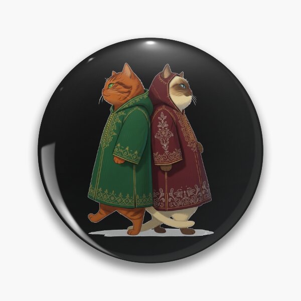 Item preview, Moroccan Autumn Cat Duo in Hand-Embroidered Djellabas designed and sold by designwiss.