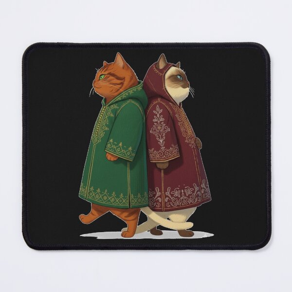 Item preview, Moroccan Autumn Cat Duo in Hand-Embroidered Djellabas designed and sold by designwiss.