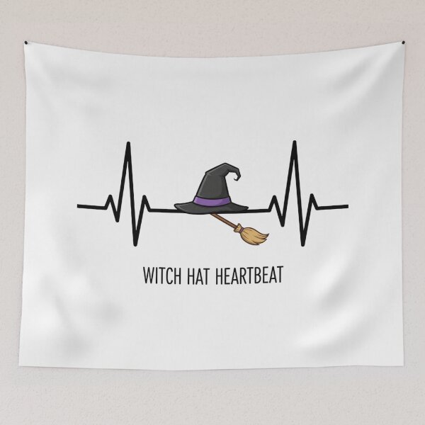 Item preview, Witch Hat and Broom Heartbeat designed and sold by Silent Watch Threads..