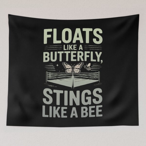 Item preview, Floats like a butterfly stings like a bee | Iconic retro motivational boxing phrase designed and sold by ALL ART .