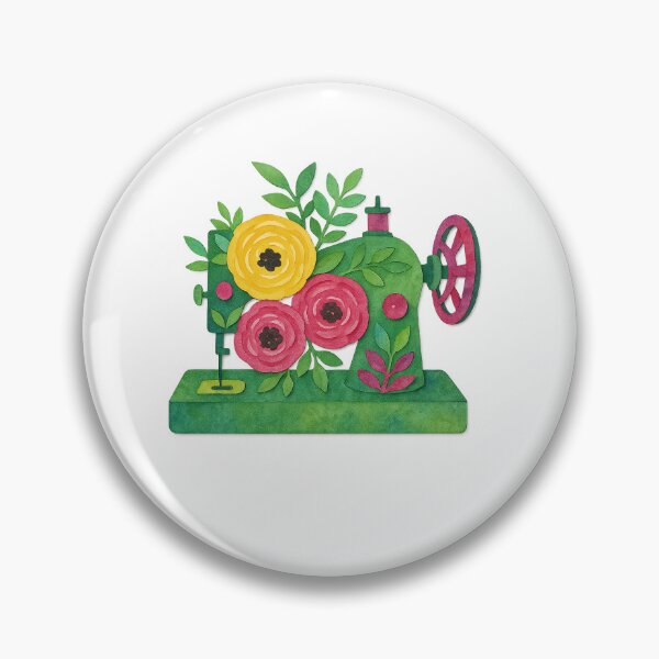 Item preview, Vintage Sewing Machine with Floral Papercut Watercolor Art designed and sold by Pacika.