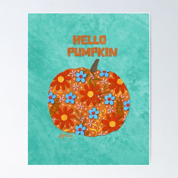 Item preview, Hello Pumpkin Fall Floral Collage designed and sold by MarcyBrennanArt.