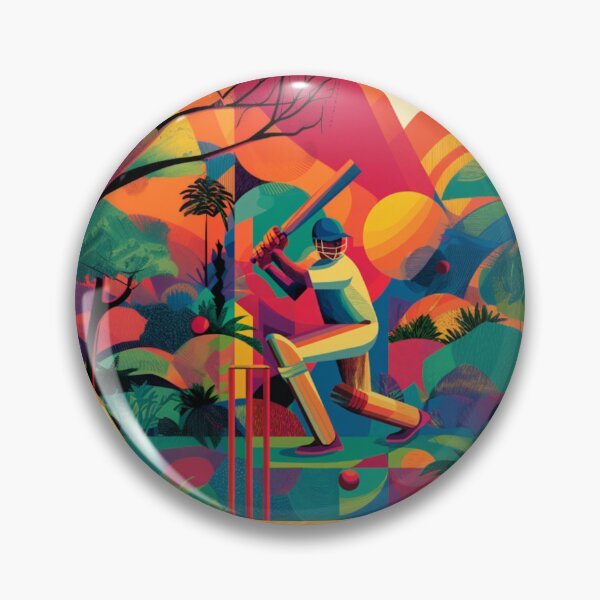 Item preview, Psychedelic twist on a cricket scene with bold colors and abstract shapes Art Inspired By Nature And The Active Outdoors designed and sold by CDC40.