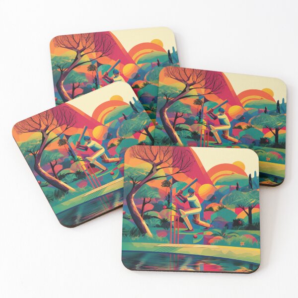 Item preview, Psychedelic twist on a cricket scene with bold colors and abstract shapes Art Inspired By Nature And The Active Outdoors designed and sold by CDC40.