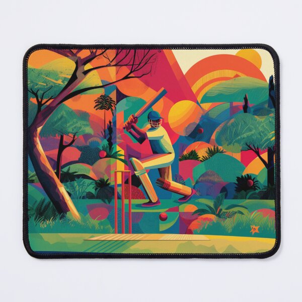Item preview, Psychedelic twist on a cricket scene with bold colors and abstract shapes Art Inspired By Nature And The Active Outdoors designed and sold by CDC40.