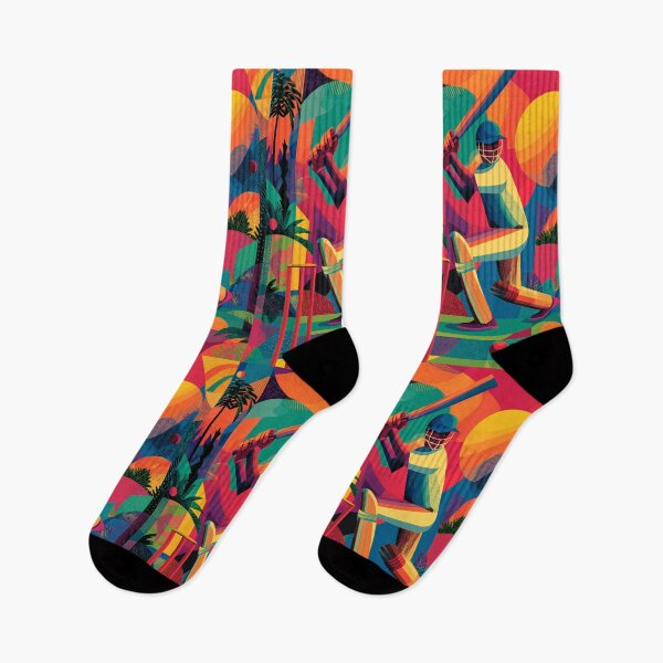 Item preview, Psychedelic twist on a cricket scene with bold colors and abstract shapes Art Inspired By Nature And The Active Outdoors designed and sold by CDC40.