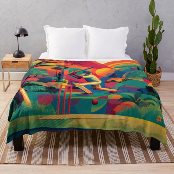 Item preview, Psychedelic twist on a cricket scene with bold colors and abstract shapes Art Inspired By Nature And The Active Outdoors designed and sold by CDC40.