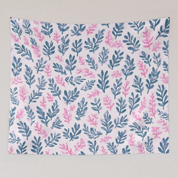 Item preview, Blue and Pink Laurel Leaf Print designed and sold by LeafPrints.