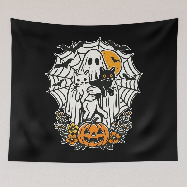 Item preview, Floral Ghost Halloween Cat Vintage designed and sold by TomFrontierArt.