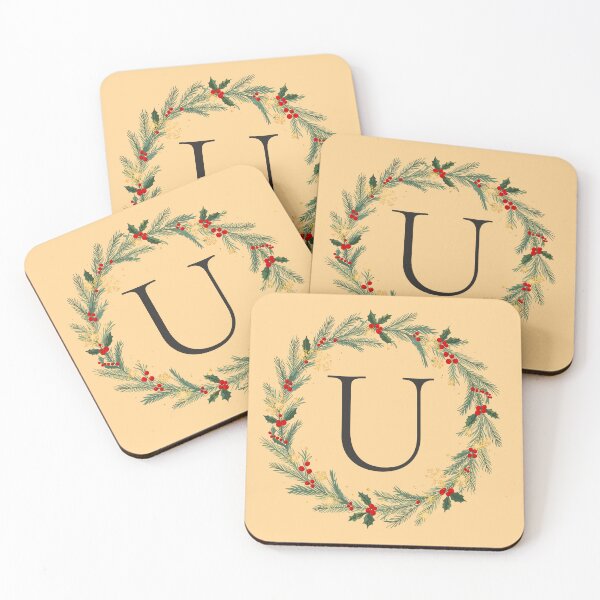 Item preview, Christmas Monogram Letter U Ornament Wreath – Holiday Initial Gift 2025 designed and sold by Punnyverse.