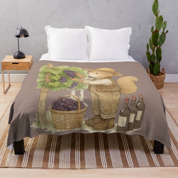 Item preview, Cute Squirrel harvesting grapes vineyard illustration designed and sold by BigBlueArt.
