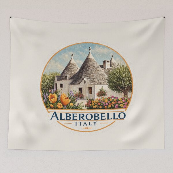 Item preview, Alberobello Italy Vintage Travel Sticker Trullo Houses designed and sold by Blurbean.