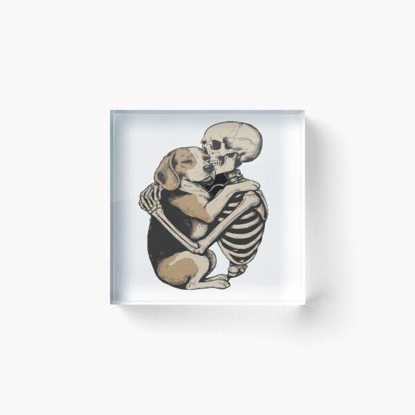 Item preview, Beagle Hugging a Skeleton, Love Beyond Grave, Beagle Dog Lover T-Shirt designed and sold by Bloodaxe.